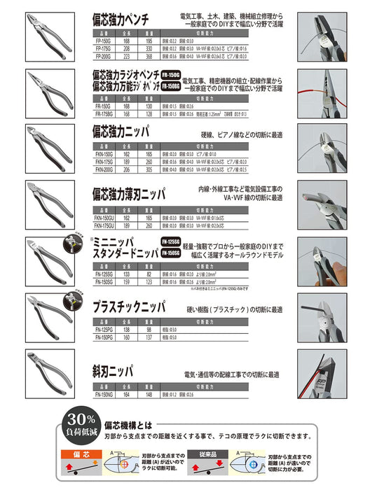 Fujiya FN-150Ng 斜刃鉗 150 mm 銀色