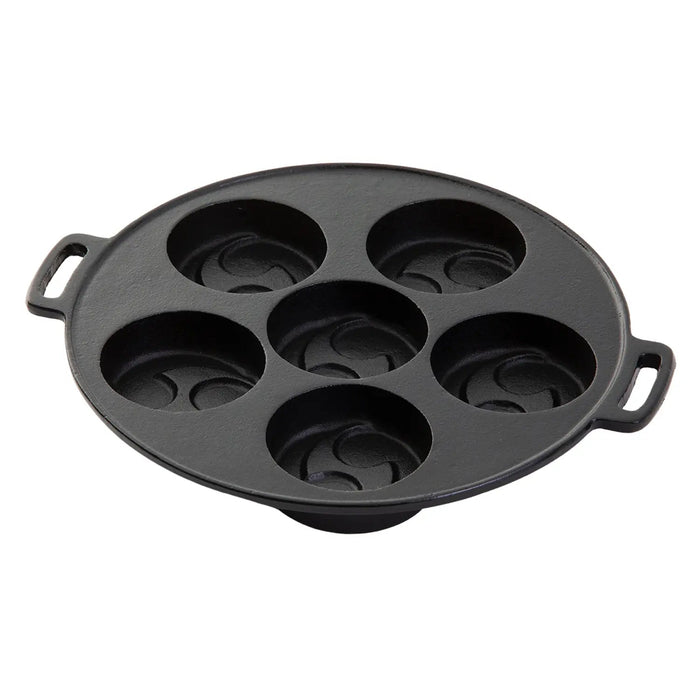 Gifu-Asahi Cast-Iron 6-Piece Obanyaki Pan (Tomoe Pattern) - Premium Quality Cookware