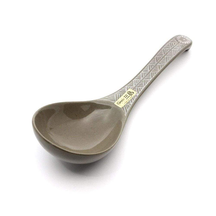 Ginpo Banko Ware Renge Soup Spoon & Spoon Rest Small - Compact Renge Spoon