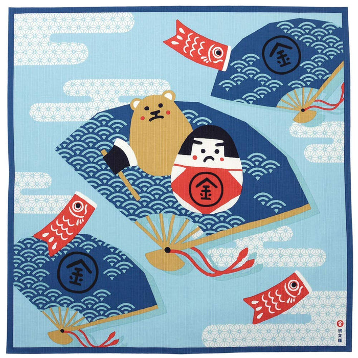 Blue Kintaro Daruma Furoshiki - 50cm Japanese Cloth