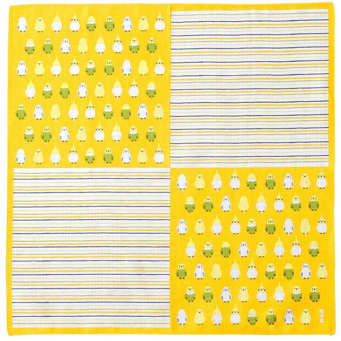 Hama Pattern Parakeet Arrangement Furoshiki - 50Cm Yellow Cloth