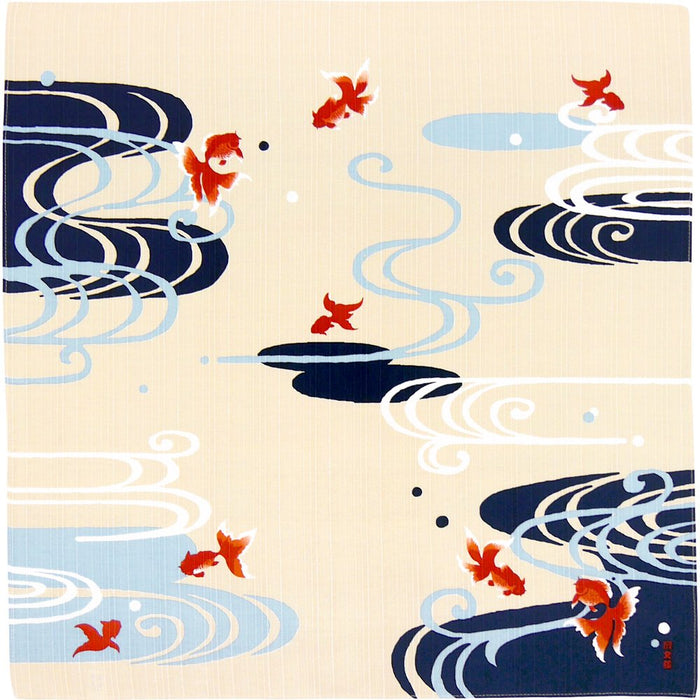 Japanese Cloth - 50cm Furoshiki with Running Water Goldfish