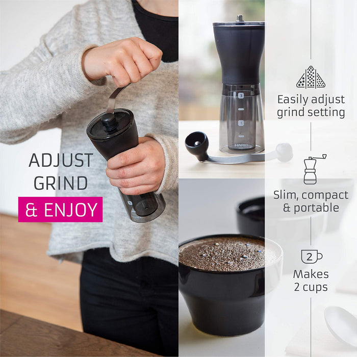 Hario Mini Slim Plus Black Ceramic Coffee Grinder - Japan's Top Choice