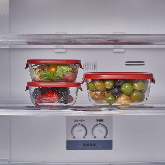 Hario KST-2012-R Heat Resistant Glass Storage Container 3pcs Japan