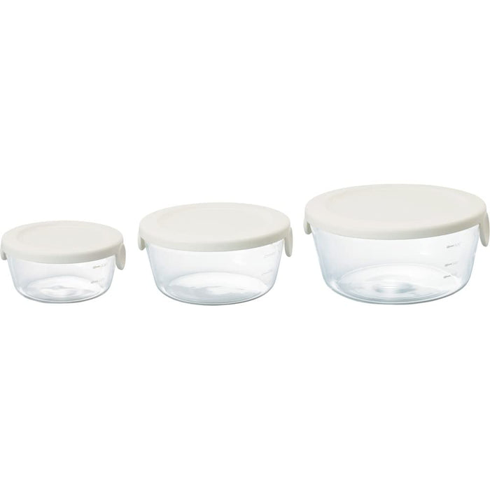 Hario Glass Storage Container Set (3) - Heat Resistant, White, Made In Japan