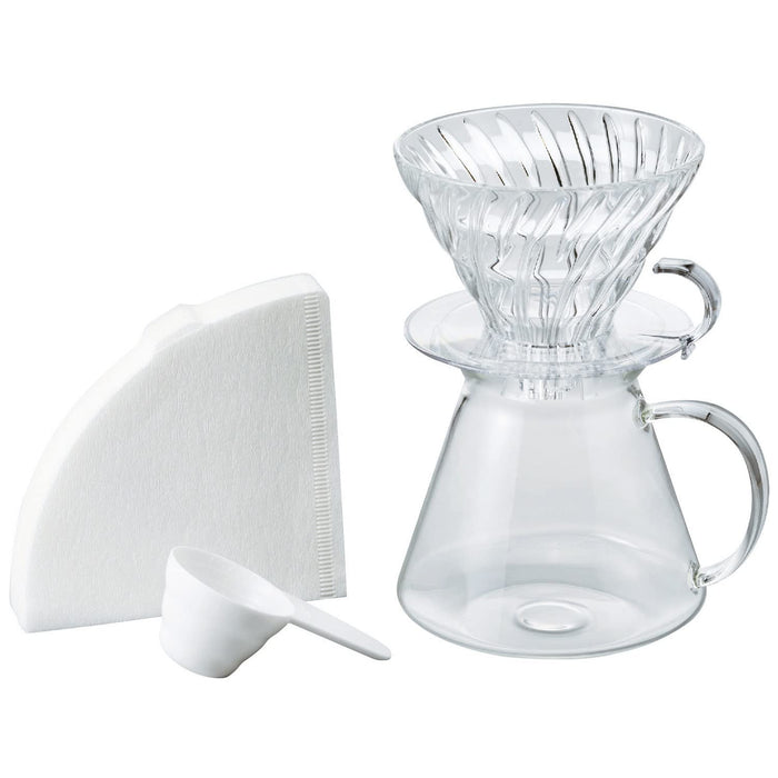 Hario V60 Glass Brewing Kit 600ml 1-4Cup Japan S-VGBK-02-T