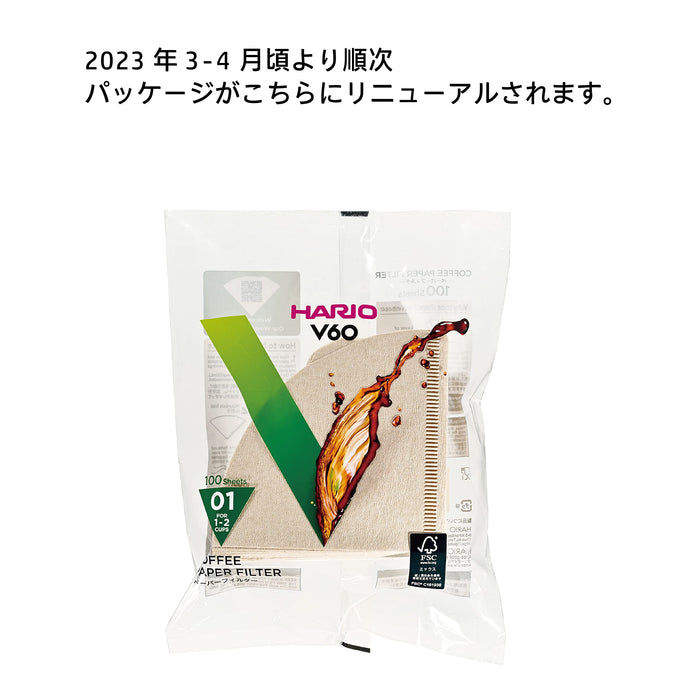 Hario V60 濾紙 01M 日本 - 1-2 杯 100 張 - Misarashi Vcf-01-100M