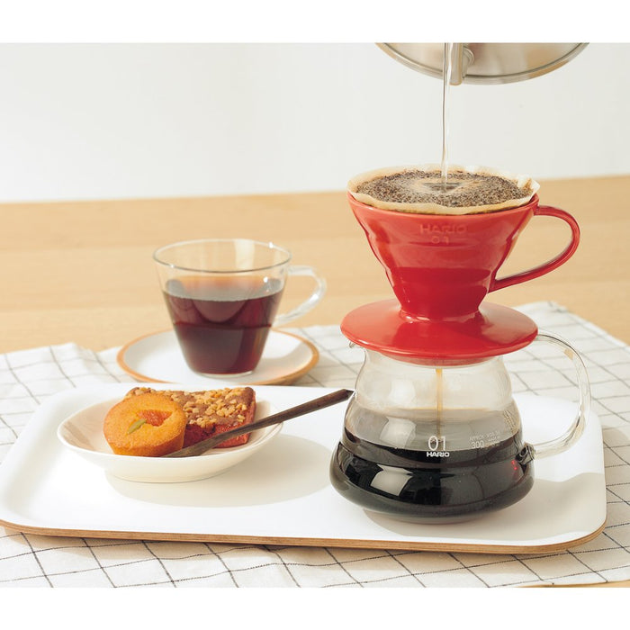 Hario V60 Ceramic Red Coffee Dripper 01 - Japanese Design - 1-2 Cup Capacity