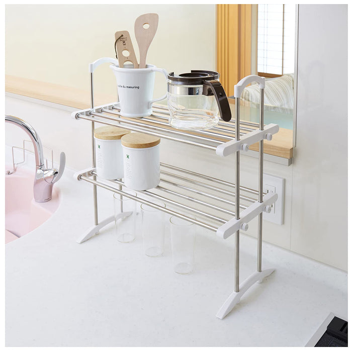 Ping An Copper Co. Ltd. Heian Shindo White Kitchen Rack 2 Shelves 6Kg/Shelf Japan 53-91Cm Width 50Cm Height 24Cm Depth Tos-10