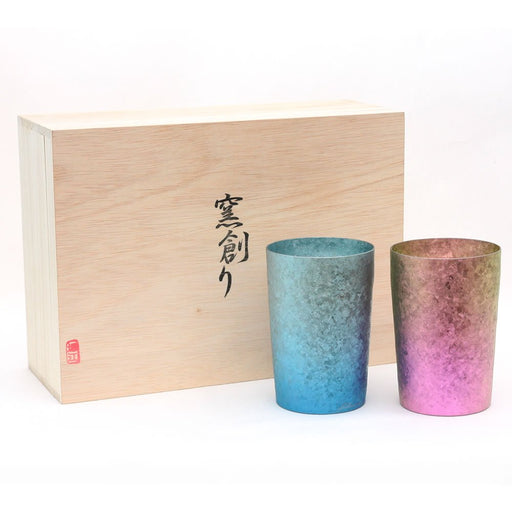 Horie Japan Tsubame Titanium Double Tumbler - Yui Blue & Pink Set-Kiichin - The #1 Place for Japanese Goods in Your Hand!