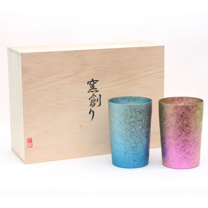 Horie Japan Tsubame Titanium Double Tumbler - Yui Blue & Pink Set-Kiichin - The #1 Place for Japanese Goods in Your Hand!