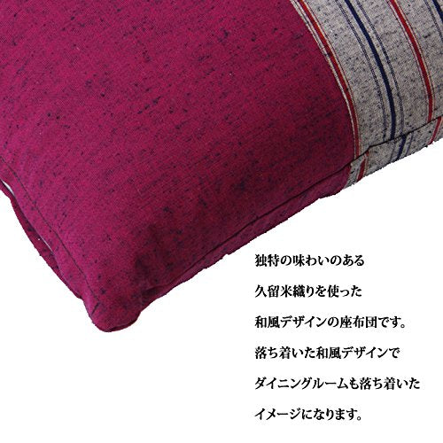 Ikehiko 3312150 Zabuton Meisen 100% Cotton Japan Chikugo Brown Set of 2 - 55x59cm