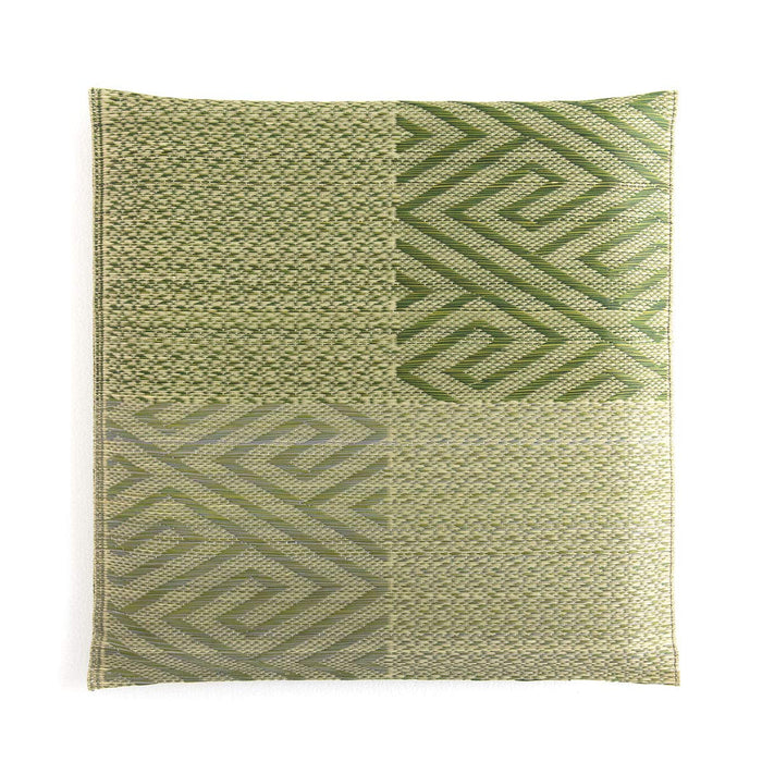 Ikehiko Corp Rush Zabuton 2-Piece Set, Made in Japan, Chidori Woven, 5 Styles, Green, 55x55cm