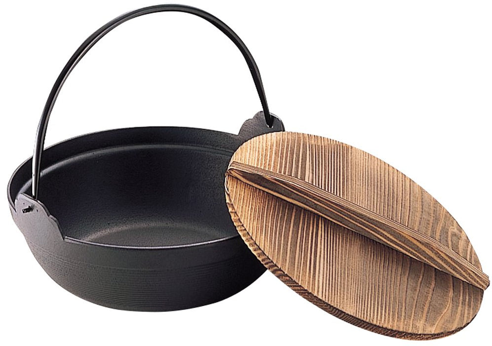 Ikenaga Iron Works 27Cm Iron Pot with Wooden Lid for 3-4 People - Authentic Japanese Gourmet Cookware