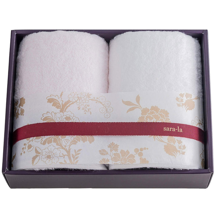 Imabari Towel Sara-La Irodori Face Towel 2Pcs Japan Pink/White - Priority Gift