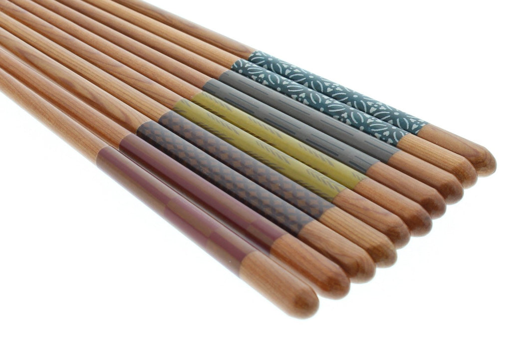 Ishida Natural Wood Chopsticks Set - 5 Pieces, 23cm Length