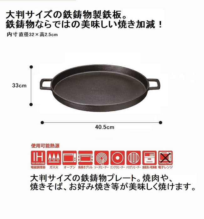 Ishigaki Iron Plate - Round 32cm - Yakisoba Okonomiyaki Yakiniku - Japan