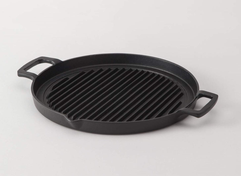 Iwachu 25Cm Round Grill Pan - Japanese Nambu Ironware | IH Compatible | Black Baked