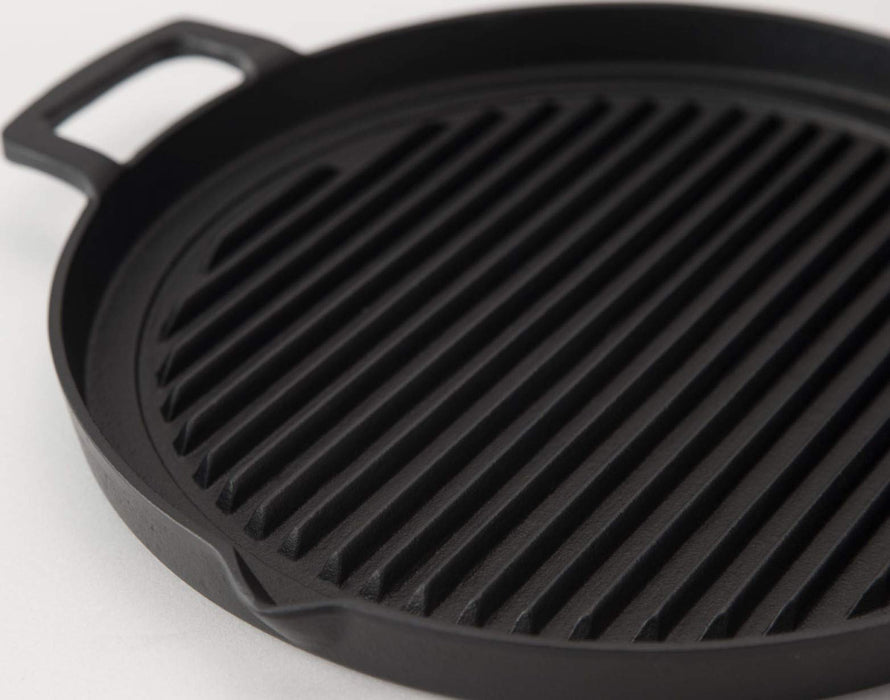 Iwachu 25Cm Round Grill Pan - Japanese Nambu Ironware | IH Compatible | Black Baked