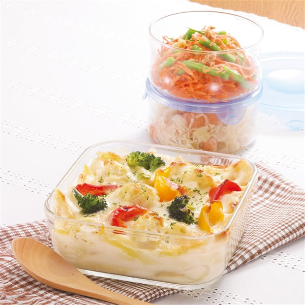 Iwaki 450ml Square Glass Food Container - Heat Resistant & Durable