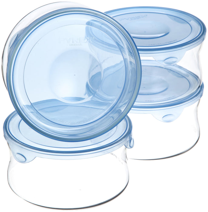 Iwaki Aqua Blue Round Glass Storage Containers - 4 Pack (840ml)
