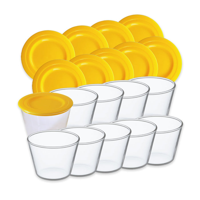 Iwaki Yellow Glass Pudding Cup Set with Lid Storage Container - 100ml