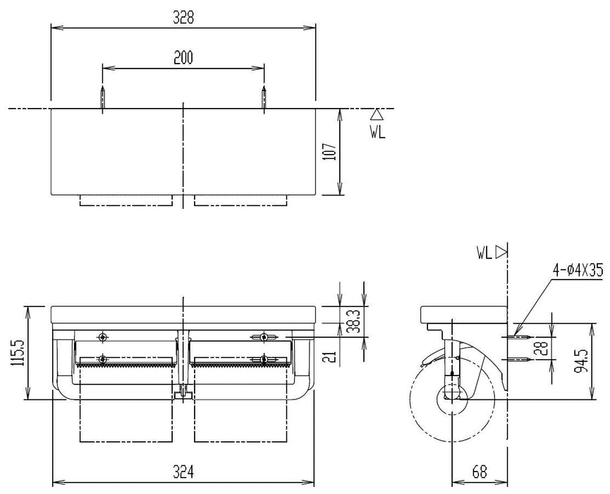 Lixil Inax Double Paper Roller Shelf - White, Japan (Cf-Aa64Ku/Wa)