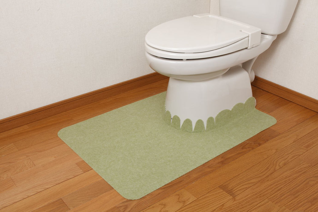 Sanko Mitsuba Okunaga Toilet Mat - Green, 60x90cm, Made in Japan, Washable & Deodorant