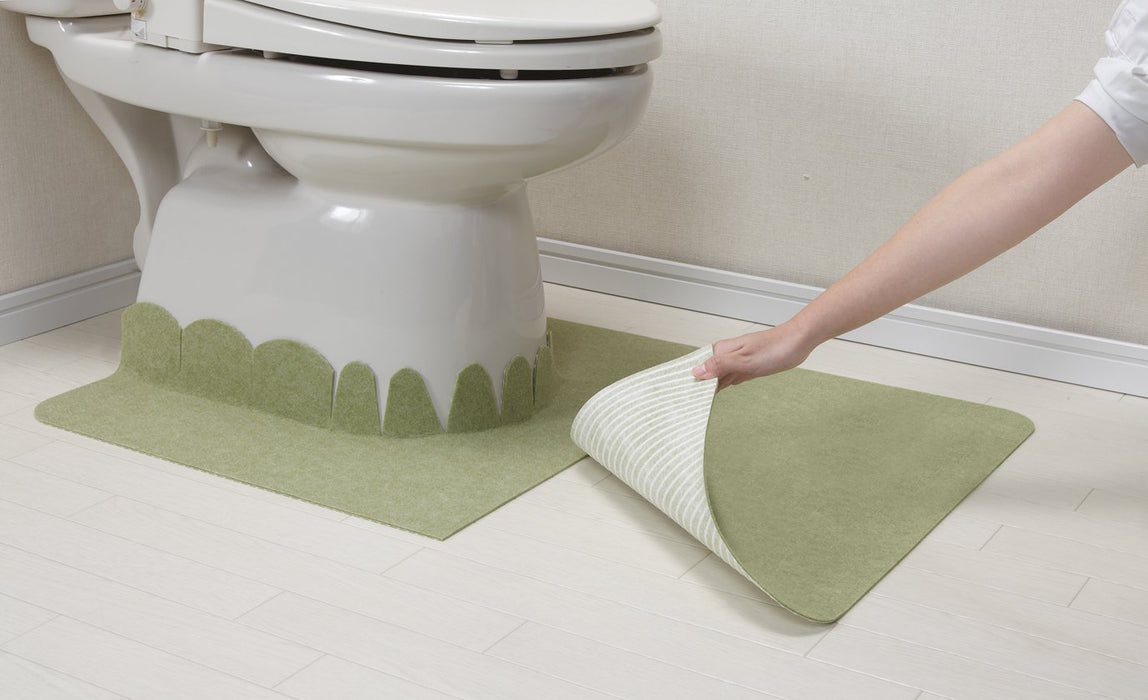 Sanko Mitsuba Okunaga Toilet Mat - Green, 60x90cm, Made in Japan, Washable & Deodorant