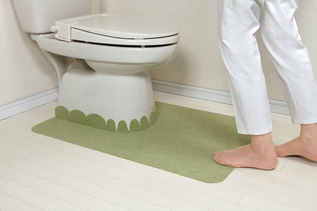 Sanko Mitsuba Okunaga Toilet Mat - Green, 60x90cm, Made in Japan, Washable & Deodorant