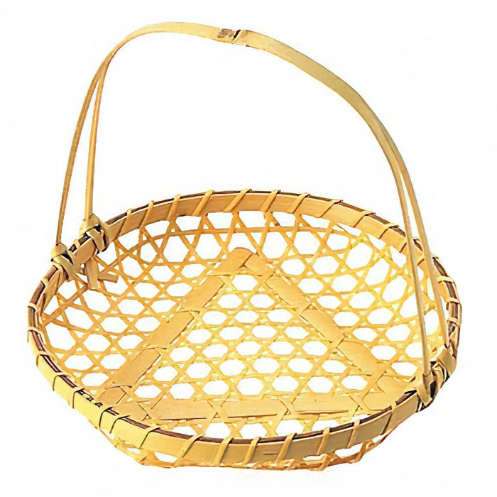 Premium 19cm Bamboo Serving Basket with Handle - Manyo