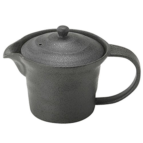 Itsumi Pottery Mino Ware 023343 Wide Mouth Pot Yv Black Matte with Deep Mushi Tea Strainer - Japan