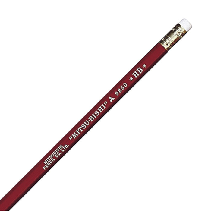 Mitsubishi Pencil 9850 HB with Eraser - 1 Dozen