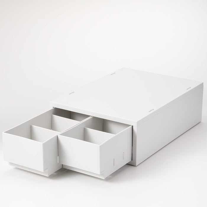 Mujirushi Ryohin Drawer Case - White Gray, 2Pcs, W26xD37xH12cm-Kiichin - The #1 Place for Japanese Goods in Your Hand!