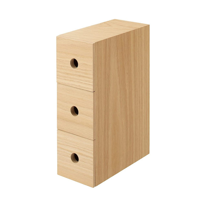 Compact 3 Tier Wooden Storage by Mujirushi Ryohin - 8.4X17X25.2Cm | 82603323