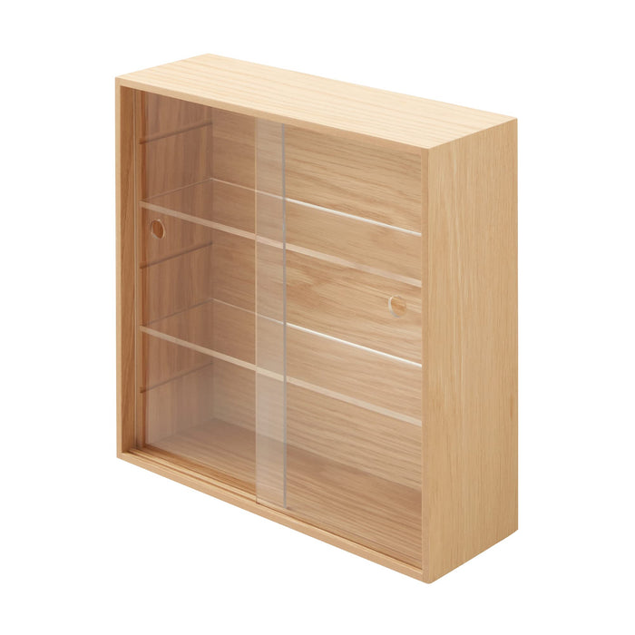 Mujirushi Ryohin Japan Wooden Collection Stand with Sliding Door - 25.2x8.4x25.2cm