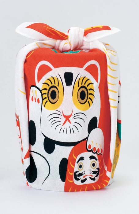 Musubi Furoshiki 48Cm Maneki Neko Kohaku - Made In Japan 20464-105