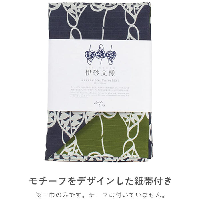 Musubi Furoshiki 3 向 Isa 图案双面发芽紫蓝色 104 厘米棉 - 日本