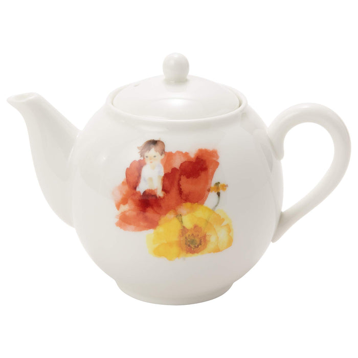 Narumi Chihiro Iwasaki Tea Pot - Poppy Flower Design - 330Cc Capacity - Made in Japan - Red