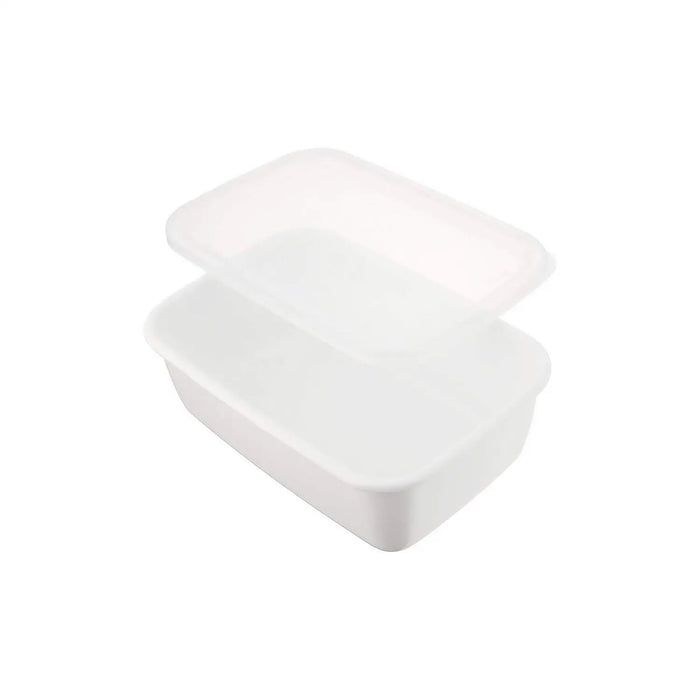 Noda Horo White Enamel Rectangle Deep Food Containers - Large Size with Lid