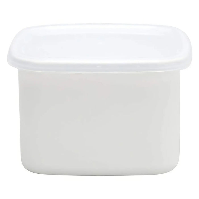 Noda Horo White Enamel Square Food Containers - Medium Size