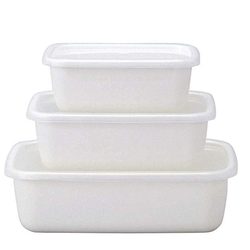 Noda Horo White Series Rectangular Deep Storage Container Set - S/M/L Sizes-Kiichin - The #1 Place for Japanese Goods in Your Hand!