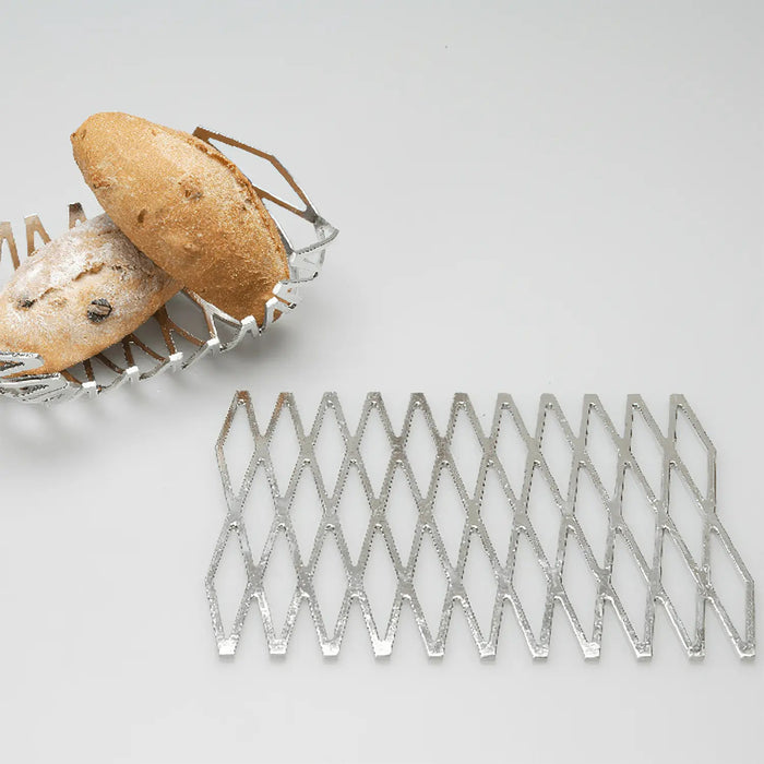 Hand-Crafted Tinware Flexible Folding Basket by Nousaku Kago - Honeycomb Design