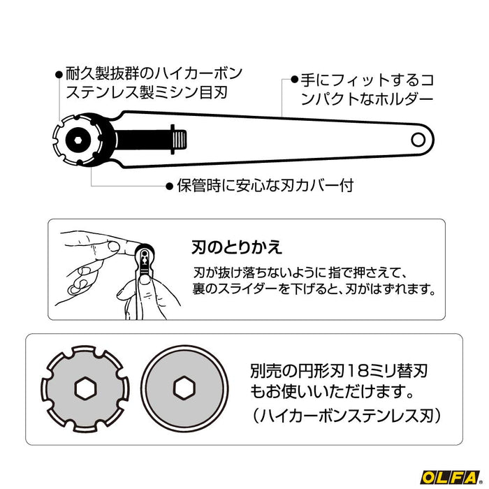 Olfa 18mm 穿孔旋轉刀片 173B