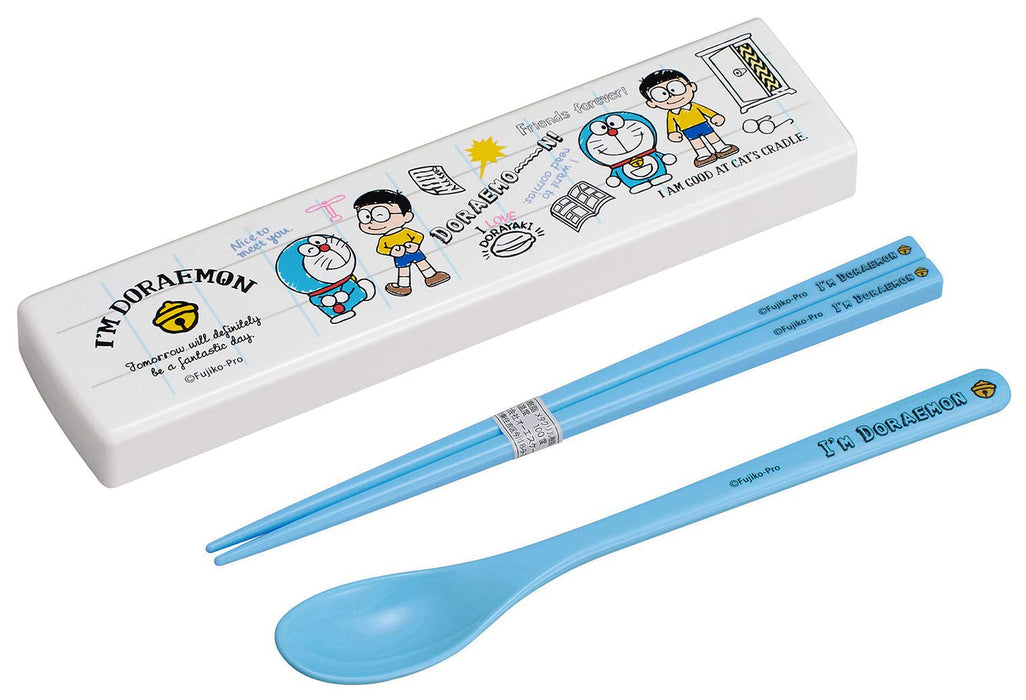 Osk Doraemon Bento Box Lunch Set with Chopsticks, Spoon, and Sliding Lid