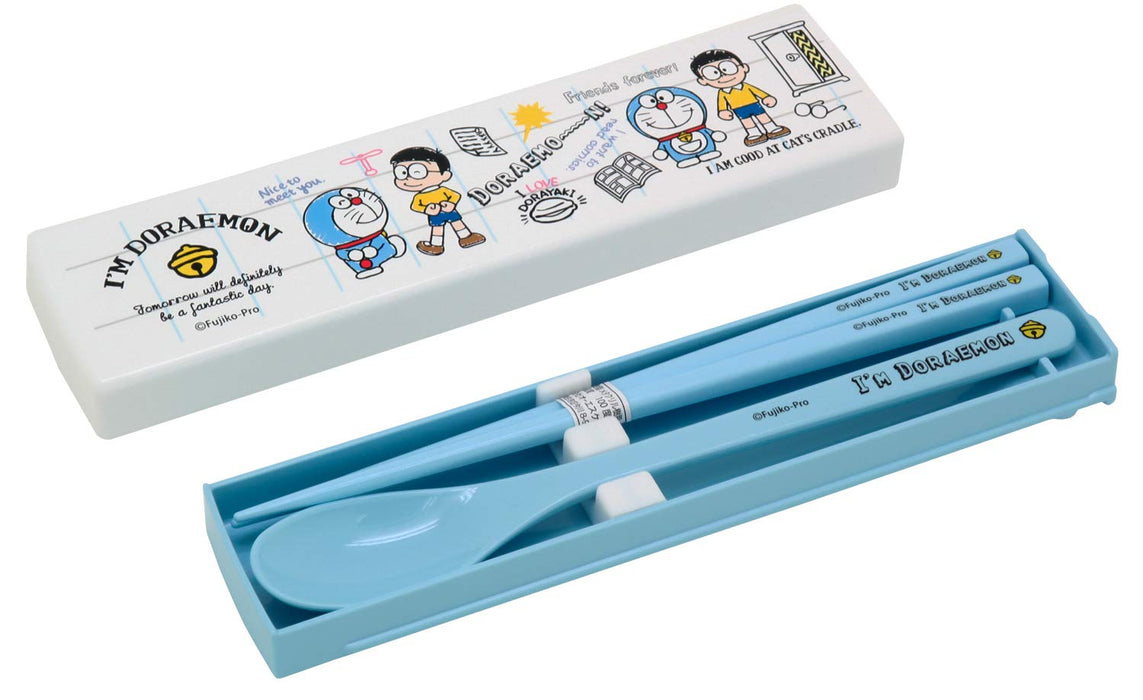 Osk Doraemon Bento Box Lunch Set with Chopsticks, Spoon, and Sliding Lid