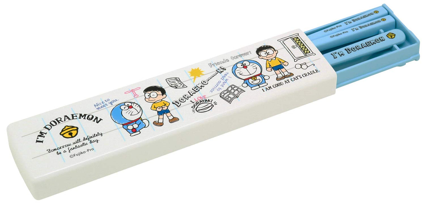 Osk Doraemon Bento Box Lunch Set with Chopsticks, Spoon, and Sliding Lid