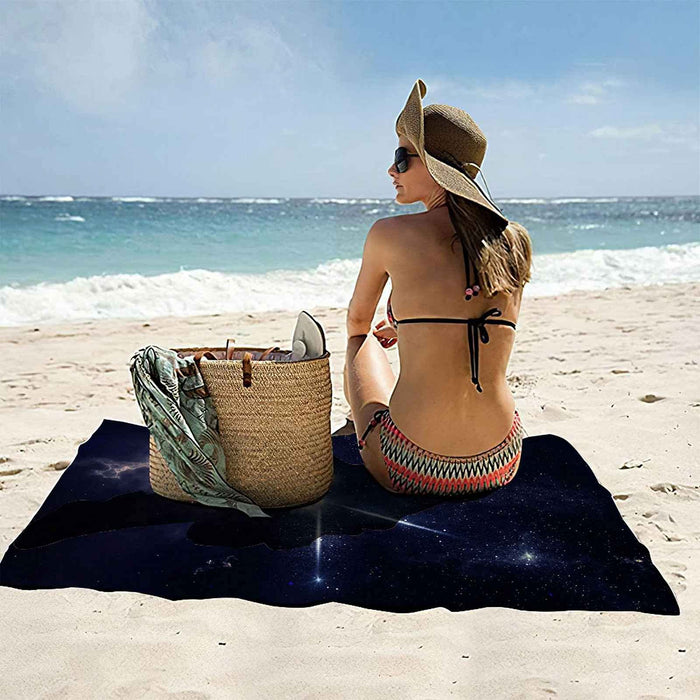 Pghawxz Microfiber Black Starry Sky 3D Beach Towel - Quick Dry & Sandproof