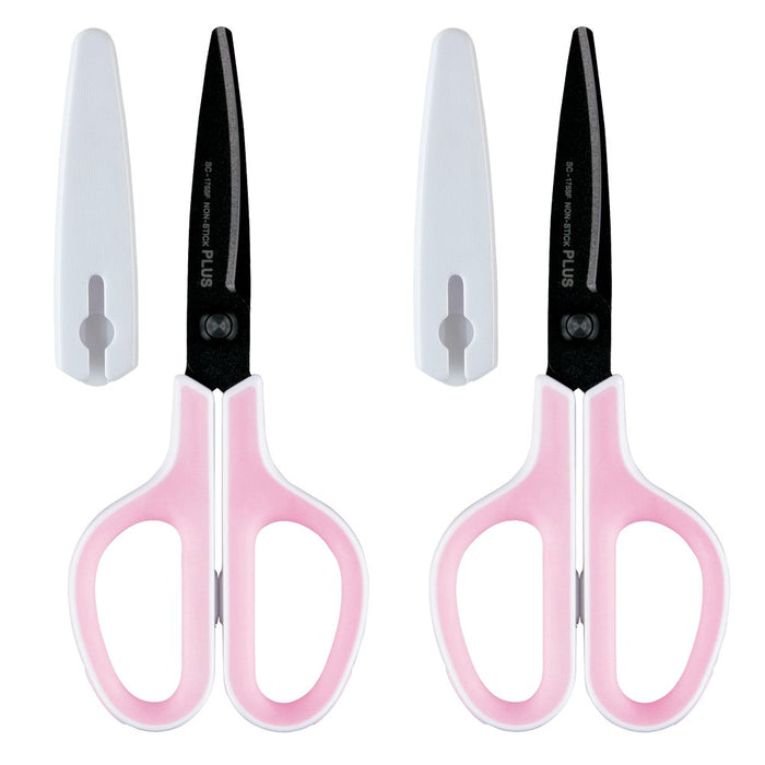 Plus Scissors Set - 2-Piece Fluorine Coated Tape Glue Cutters - White Pink - Japan 34547-2P