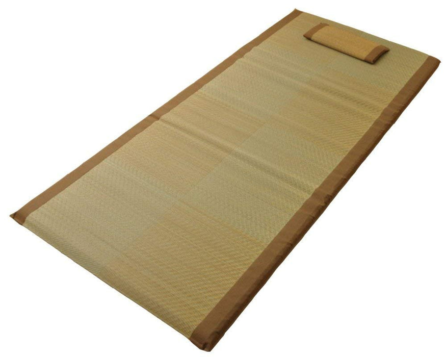 Ikehiko Corporation Japan Noah Floor Mat & Pillow Set Brown 90X200Cm Mat & 40X20Cm Pillow